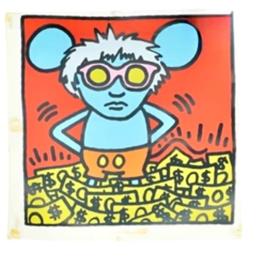 Keith Haring Andy Mouse 1 Art Print 15.5x15.5‎ Multicolor 1986 Series Excellent